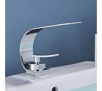 Modern Brass Bathroom Faucet Single Handle Water Mixer with Cold & Hot Stylish Waterfall Design Chrome Finish Perfect for Contemporary Bathrooms