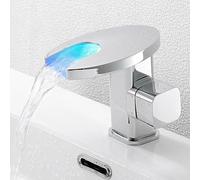 Modern Brass Bathroom Sink Faucet - Single Handle Waterfall Mixer Chrome Finish Stylish Design for Contemporary Washbasins