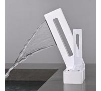 Modern Brass Bathroom Sink FaucetSingle Lever Waterfall Tap for Basin White h HighQuali Design Easy to Install Perfect for Contemporary Bathrooms