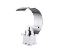 Modern Brass Bathroom Sink Mixer Faucet - Single Lever Waterfall Basin Tap with Hot/Cold Control UK Standard Hoses Chrome Finish for Contemporary Bathrooms