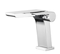Modern Brass Bathroom Sink Mixer Tap - Single Handle Waterfall Faucet with Sleek Silver Finish Stylish Upgrade for Easy Control and Contemporary Design