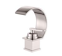 Modern Brass Bathroom Waterfall Faucet - Single Lever Sink Mixer Tap Brushed Finish Ideal for Contemporary Bathrooms Stylish Water Flow Design Easy Installation