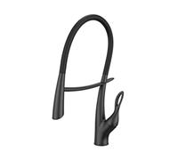 Modern Brass Kitchen Faucet with Suction Pull Out Design Single Handle Cold Hot Dual Control 2 Function Sink Tap in Brushed Gray