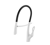 Modern Brass Kitchen Faucet with Suction Pull Out Design Single Handle Cold Hot Dual Control 2 Function Sink Tap in Brushed Gray