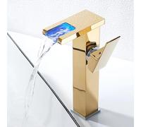 Modern Brass LED Waterfall Faucet - Single Lever Mixer Tap for Bathroom Sink, Hot/Cold Water, Stylish & Functional Design, Easy Installation, Premium Quality