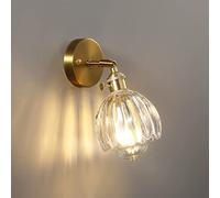 Modern Brass Patterned Glass Wall Sconce Lamp - Nordic Copper Headboard Lighting, Living Room Bedroom Bedside Reading Light, E27 Sconces