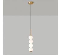 Modern Brass Pendant Light with 4 Milky White Glass Globes Adjustable Height Mid Century LED Chandelier for Kitchen Island Dining Room Bedroom Living Room Stylish Neutral Lighting