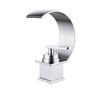 Modern Brass Single Handle Bathroom Sink Faucet Chrome Waterfall Mixer Tap Stylish Washbasin Faucet Contemporary Bathroom Fixture for Home Improvement