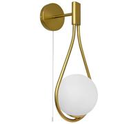 Modern Brass Wall Light Sconce with Frosted Glass Globe Shade, Contemporary Indoor Wall Lamp BW17