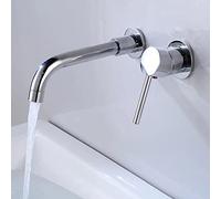 Modern Brass Wall-Mounted Sink Faucet - 360°Swivel Spout, Single Lever Control, Hot & Cold Mixer Tap for Stylish Bathrooms - Efficient Water Flow