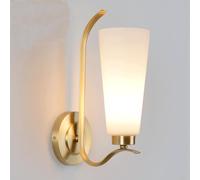 Modern Brass Wall Sconce - E27 Amen White Glass Bedroom & Living Room Light Fixture, Stylish Home Decor for Hallways, Corridors, Balconies & Bedside Lighting.