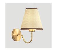 Modern Brass Wall Sconce Hardwired Bathroom Vanity Light Bedroom Bedside Lamp with White Cloth Shade 12in Tall Dimmable Wall Mounted Lighting for Hallway Living Room E26 Socket