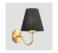 Modern Brass Wall Sconce Hardwired Bathroom Vanity Light Bedroom Bedside Lamp with White Cloth Shade 12in Tall Dimmable Wall Mounted Lighting for Hallway Living Room E26 Socket