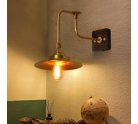 Modern Brass Wall Sconce Vintage Brushed Brass Wall Lamp Japanese-style Walnut Wood Wall Mount Lamp, Elegant Mid Century Copper Wall Light For Bathroom Cafe Living Room Bedside Reading, E27