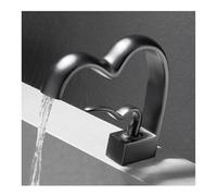 Modern Brass Waterfall Bathroom Sink Faucet with Single Handle Hot and Cold Water Mixer Tap for Vanity Deck Mount Design Includes Two Hoses