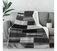 Modern Brick Wall Fleece Throw Blanket for Sofa, Soft Cozy Geometric Tile Plush Blanket for Bed, Warm Flannel Abstract Marble Bedding Blankets for Adults and Kids 70x100 cm
