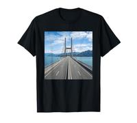 Modern Bridge Road Ocean Mountain Scenic Drive View T-Shirt