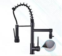 Modern Bronze Kitchen Faucet with 360° Rotation Single Handle Pull Down Spray Head Hot and Cold Water Mixer Tap for Kitchen Sink LWX