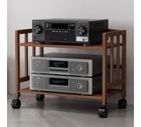 Modern - Brown 2-5 Tier Wooden Audio Stand Adjustable 20-70 Inch Media Storage Cabinet for Home/Office/Theater Sleek Stereo Holder with Movable Shelves