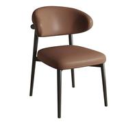 Modern Brown Dining Chair, Upholstered, Thick Cushions, No Armrests, Metal Legs, Comfortable for Kitchen, Living Room, Waiting Area, Stylish Design