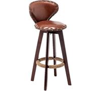 Modern Brown Leather Swivel Dining Chair with Adjustable Gas Lift Stylish Kitchen Stool for Counter Bar and Clinic