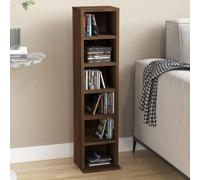 Modern Brown Oak CD Cabinet - 21x20x88 cm Durable Engineered Wood Storage for DVDs Games & Media - Stylish nizer for Home & Office Use