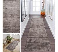 Modern Brown Runner Rug for Hallway, Corridor, Kitchen, Bedroom, Living Room - Non-Slip Washable Designer Rug - Width 40-100 cm