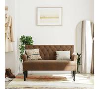Modern Brown Suede Two-Seater Sofa Bench with Backrest for Living Room & Office Slish 120x62x75.5 cm Indoor Fur Perfect for Cozy Spaces