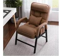 Modern Brown Velvet Accent Armchair - Stylish Single Sofa Chair with Lumbar Pillow & Metal Legs, Adjustable Leisure Chair for Living Room & Office Decor