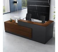 Modern Brown Wooden Reception Desk for Office or Salon - 180 cm Length Stylish Front Counter with Sleek Design Ideal for Professional Workspaces and Customer Service