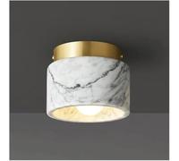 Modern Brushed Brass Black Ceiling Light with Natural Stmarble Shade, Nordic Style Flush Mount Fixture for Bathroom, Hallway, Balcony, Staircase (Green)/White
