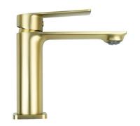 Modern Brushed Brass Blade Basin Mono Mixer Tap - Solid Brass Deck Mounted