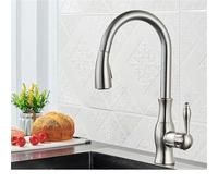 Modern Brushed Brass Pull Out Kitchen Faucet1 HandSingHoSwivel Mixer Easy Installation Multicolor Design for Effortless Use and Style