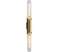 Modern Brushed d Bathroom Wall Light - Ribbed Glass Up Down Sconce for Bedroom Living Room Hallway