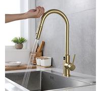 Modern Brushed Gold Kitchen Tap with Pull Out Sprayer Digital Temperature Display and Smart Brass Single Handle Enhance Your Kitchen Experience