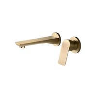 Modern Brushed Gold Wall-Mounted Basin Tap, Square Design, Hot & Cold Water Control, Concealed Installation, Luxury Bathroom Faucet, Stylish Plumbing Fixture