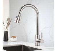 Modern Brushed Kitchen Sink Mixer Tap 360° RotatabPull Out Spray Faucet SingHand2 Mode Hot & Cold Water Outlet Easy Installation 1 HoKitchen Fixture