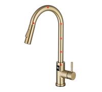Modern Brushed Stainless Steel Pull-Down Kitchen Faucet with Temperature Control Sensor-Activated Single Handle Stylish & Easy to Use for Contemporary Kitchens