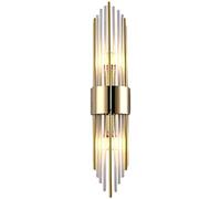 Modern Brushed Titanium Gold Wall Sconce,Simple Creative Wall Mounted Lamp, with Clear Glass Crystal Luxury Wall Light Fixtures,for Bedroom Bathroom Living Room Hallway