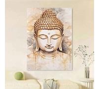 Modern Buddha And Lotus Wall Art, Abstract Textured Canvas Poster Printing, Indoor Portrait Painting For Living Room Decor(50x70cm/Inner frame)