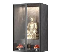 Modern Buddhist Altar Table with Glass Door Wall-Mounted Meditation Shrine for Prayer & Home Decor - 37.4in (95cm) Spiritual Design for Mindfulness & Meditation Practices