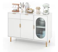 Modern Buffet Cabinet Kitchen Storage Cabinet with 3 Doors & 2 Drawers Stylish Pantry Unit with Metal Legs for Dining & Living Room 120x40x88cm
