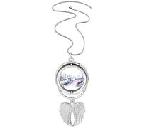 Modern Building Skyscraper Overpass Pendant Angel Wings Rotating Necklace Jewelry