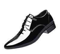 Modern Business Formal Leather Shoes For Men- Patent Pointed Toe Leather Shoes Adjustable Elastic Lace Up British Style Leather Shoes Business Talks Formal Leather Shoes Wedding Dress Leather Shoes