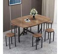 Modern Butterfly Folding Dining Set, Adjustable Drop Leaf Table & 4 Space-Saving Chairs, Light Brown, Compact Design for Small Spaces, 120x70cm Dining Furniture