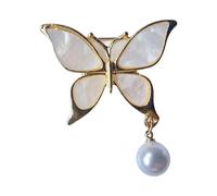 Modern Butterfly Jewelry With Crystal Pearls WATERDROPS Detailing Alloy Brooch For Stylish Women's Wear Statement Brooch Pin