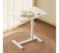 Modern C Shaped End Table for Couch, Foldable Movable Side Table, Height Adjustable Bedside Table, Small Couch Side Tables That Slide Under, for Living Room, Bedroom, Office(White)