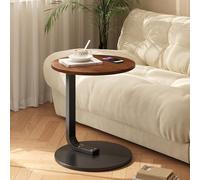Modern C-Shaped End Table - Small Round Snack Table with Metal Frame, Walnut Finish for Couch, Sofa Bed & Living Room - Stylish Side Table for Bedroom (15.8 x 23.7in)