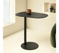 Modern C Shaped Metal Side Table, Slim Oval Tray End Table For Sofa, Bedside, Living Room, Small Spaces, Black, 19.7 X 13.8 X 19.7 In Black 50 * 35 * 63cm/19.7 * 13.8 * 24.8in