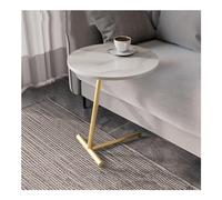 Modern C-Shaped Side Table - Metal Frame Base, Small Space Furniture, Round Couch End Table, Slides Under Sofa for Snacks & Coffee - Ideal for Living Room or Bedroom